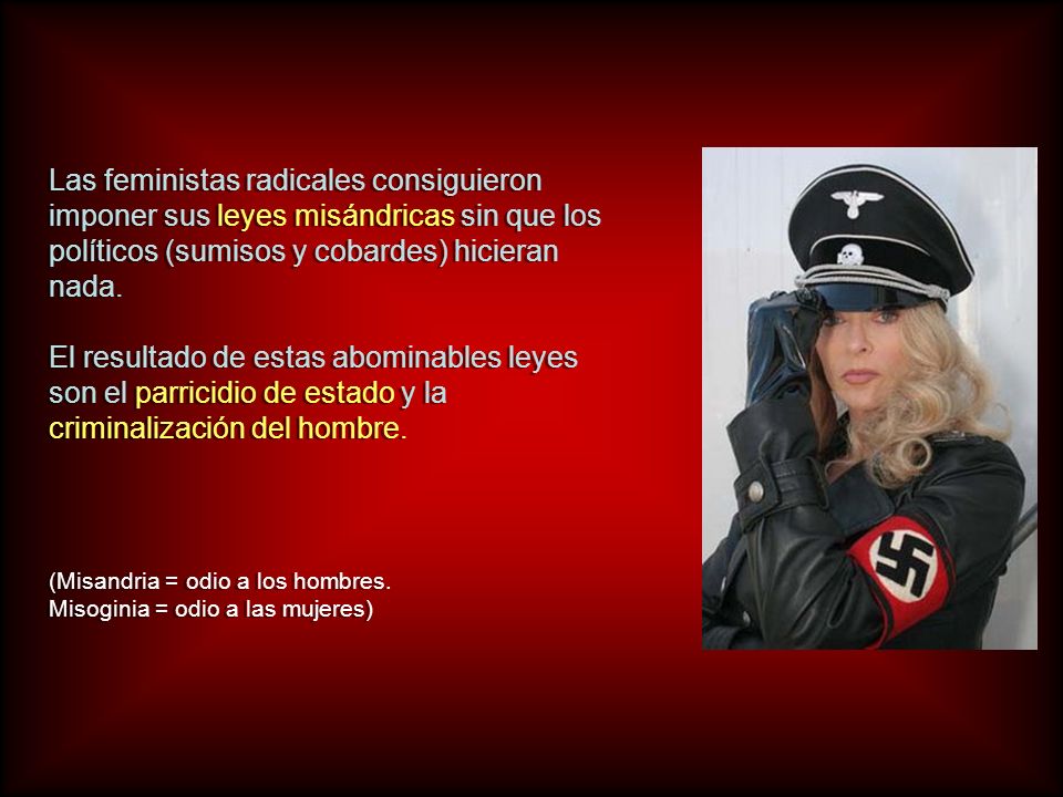 Las feministas radicales consiguieron imponer sus leyes misándricas sin que los políticos (sumisos y cobardes) hicieran nada.