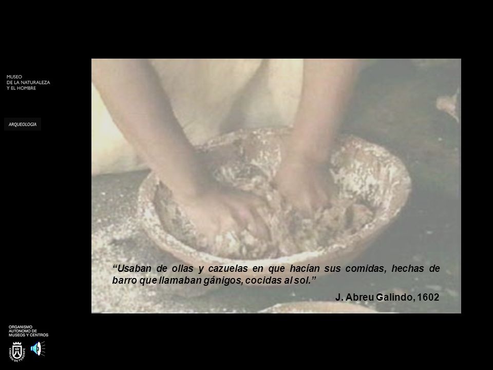 Usaban de ollas y cazuelas en que hacían sus comidas, hechas de barro que llamaban gánigos, cocidas al sol.