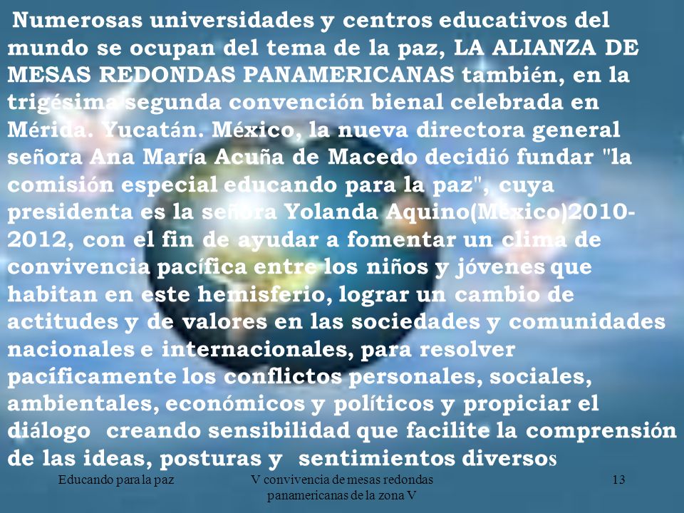 V convivencia de mesas redondas panamericanas de la zona V