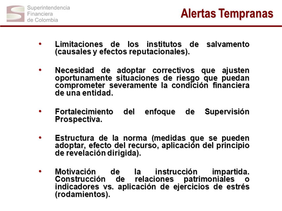 Alertas Tempranas Limitaciones de los institutos de salvamento (causales y efectos reputacionales).