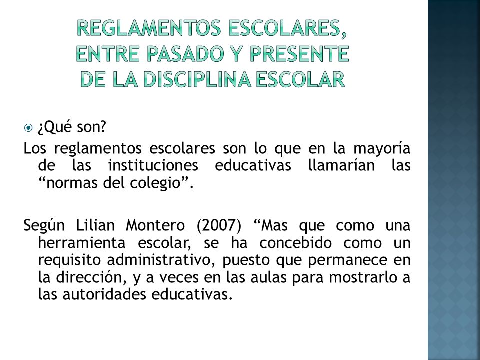 Reglamentos escolares, entre pasado y presente de la disciplina escolar