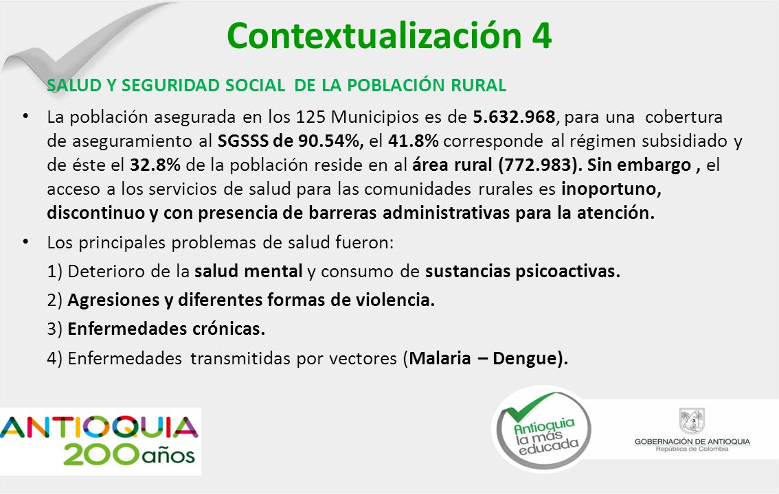 Contextualización 4 SALUD Y SEGURIDAD SOCIAL DE LA POBLACIÓN RURAL