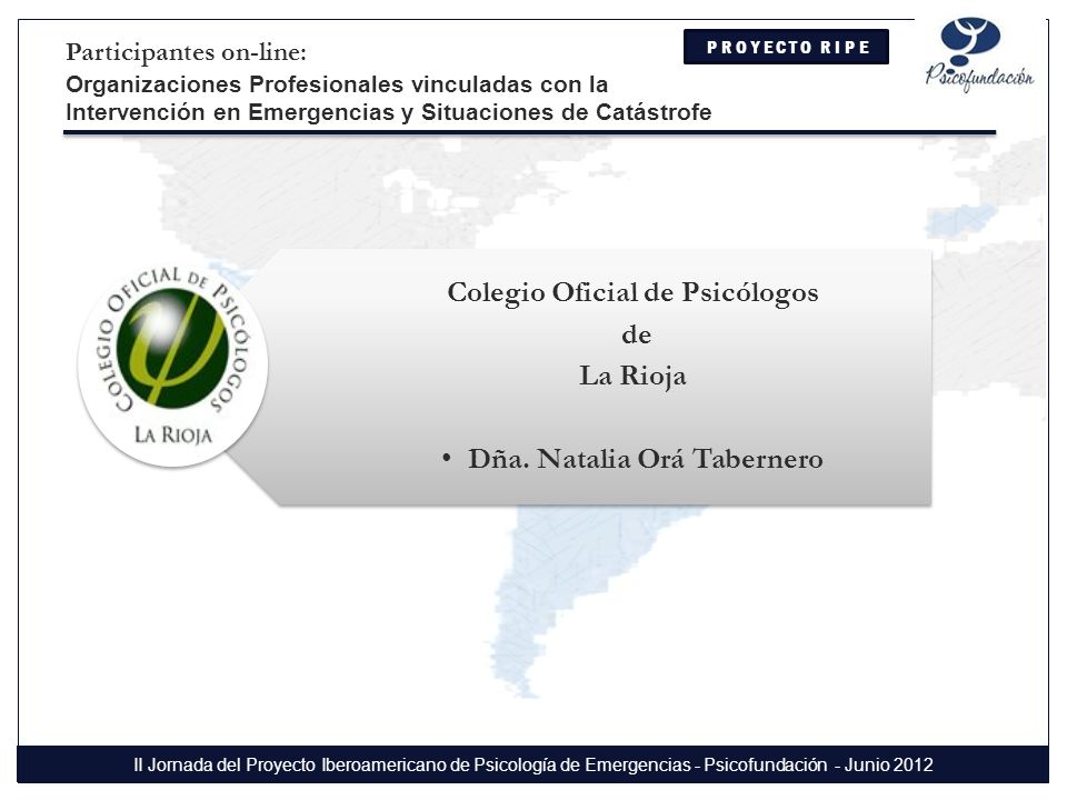Colegio Oficial de Psicólogos de La Rioja Dña. Natalia Orá Tabernero