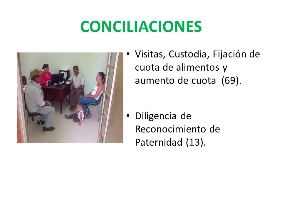 CONCILIACIONES Visitas, Custodia, Fijación de cuota de alimentos y aumento de cuota (69).