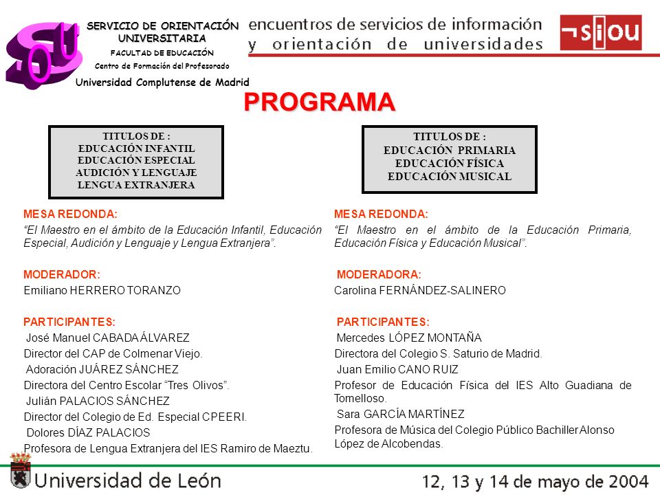 s U O PROGRAMA TITULOS DE : EDUCACIÓN PRIMARIA EDUCACIÓN FÍSICA