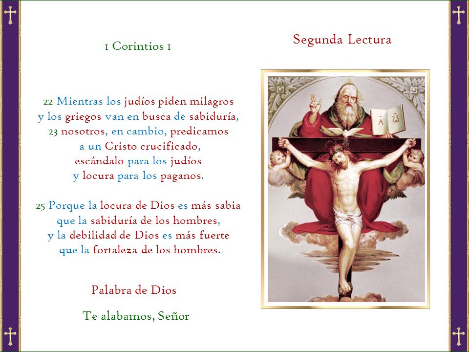 Segunda Lectura 1 Corintios 1 Palabra de Dios Te alabamos, Señor