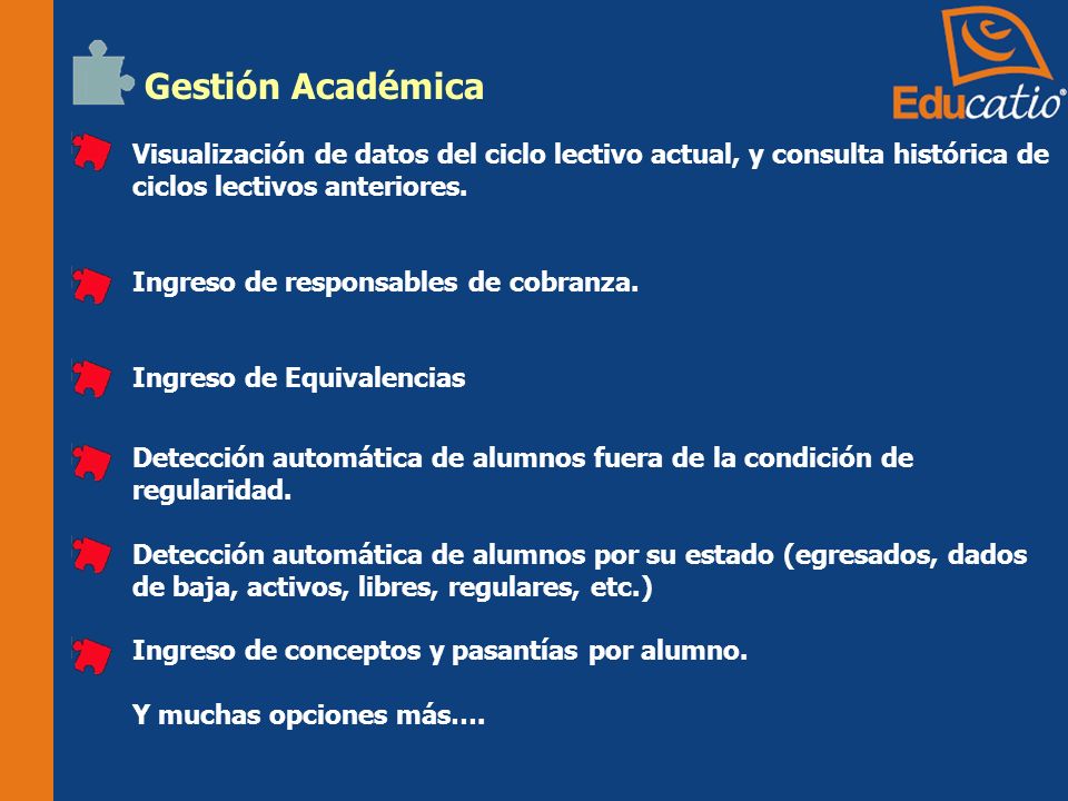 Gestión Académica Visualización de datos del ciclo lectivo actual, y consulta histórica de ciclos lectivos anteriores.