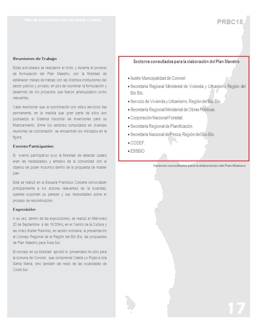 17 PRBC18 Sectores consultados para la elaboración del Plan Maestro