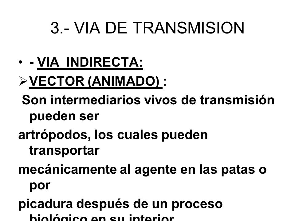 3.- VIA DE TRANSMISION - VIA INDIRECTA: VECTOR (ANIMADO) :