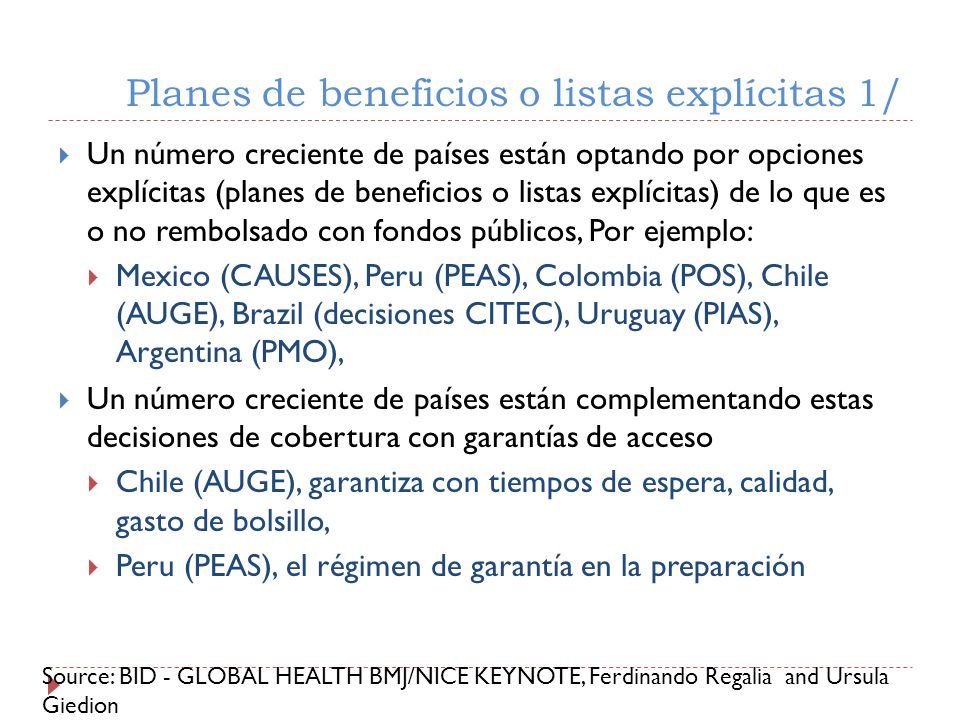Planes de beneficios o listas explícitas 1/