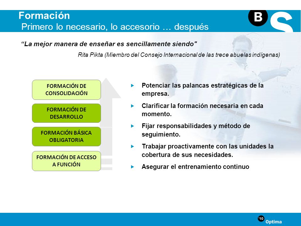 Formación Primero lo necesario, lo accesorio … después