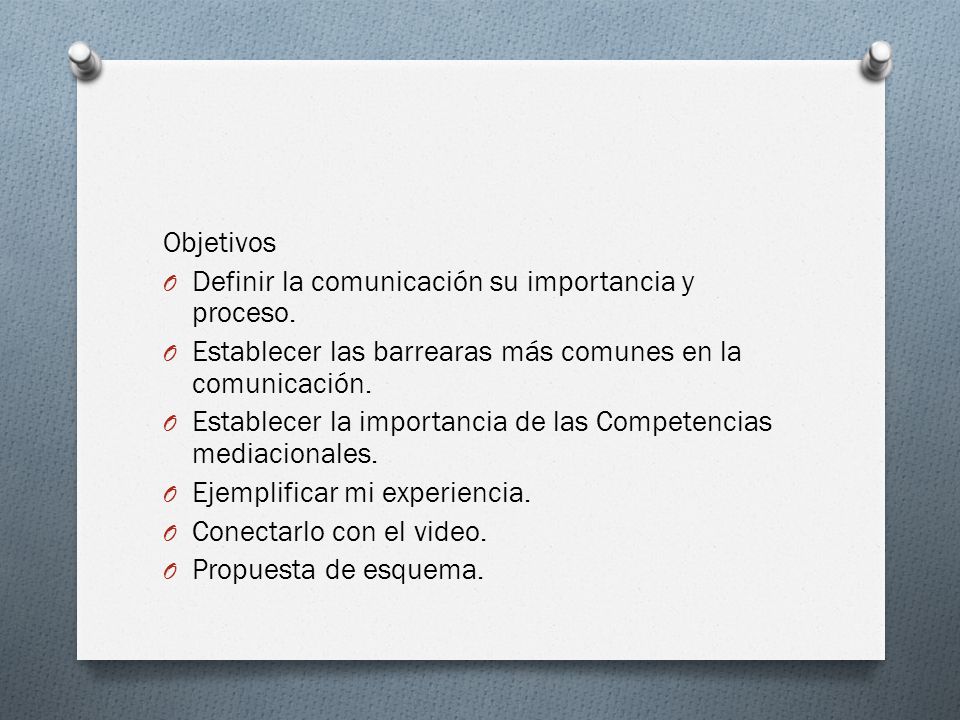 Objetivos Definir la comunicación su importancia y proceso. Establecer las barrearas más comunes en la comunicación.