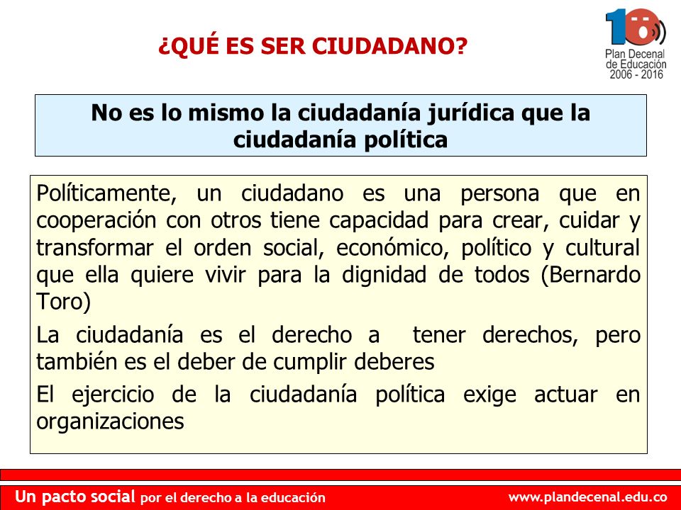 No es lo mismo la ciudadanía jurídica que la ciudadanía política