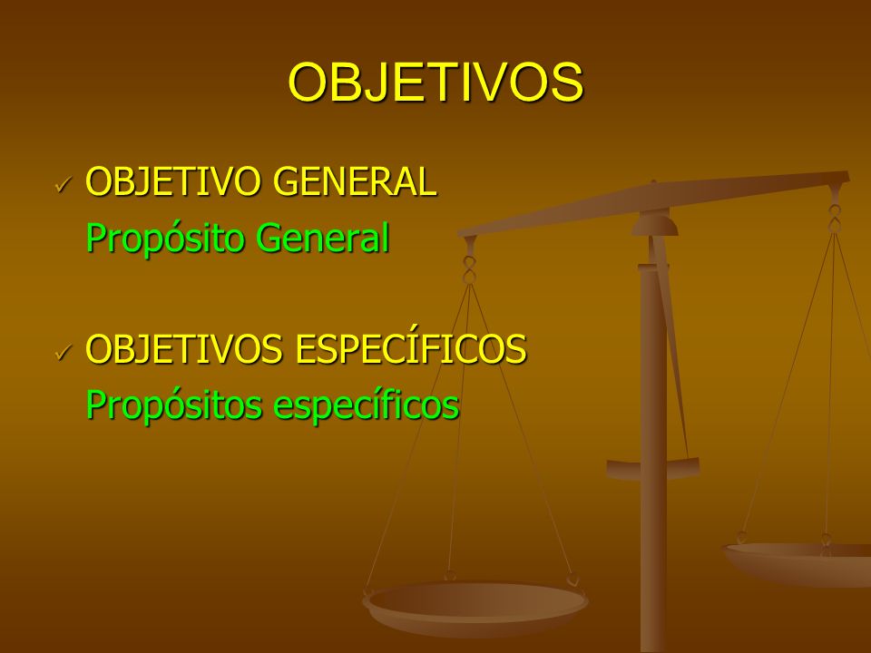 OBJETIVOS OBJETIVO GENERAL Propósito General OBJETIVOS ESPECÍFICOS