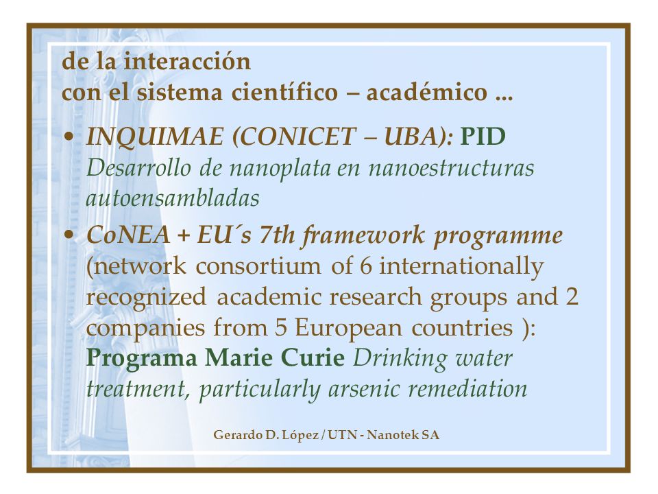 de la interacción con el sistema científico – académico ...