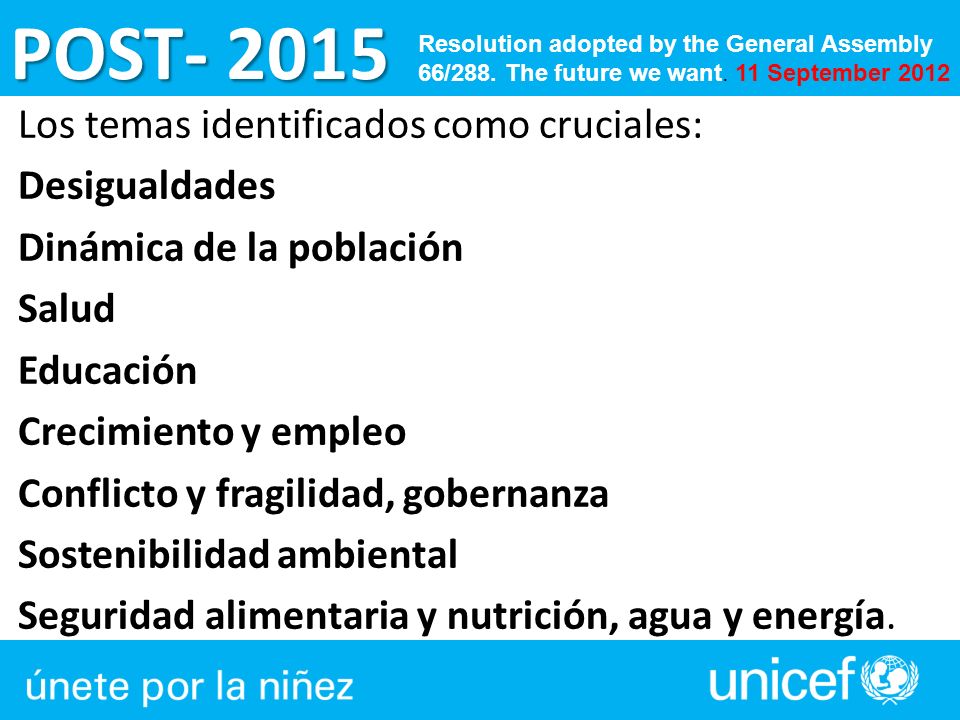 POST Resolution adopted by the General Assembly. 66/288. The future we want. 11 September