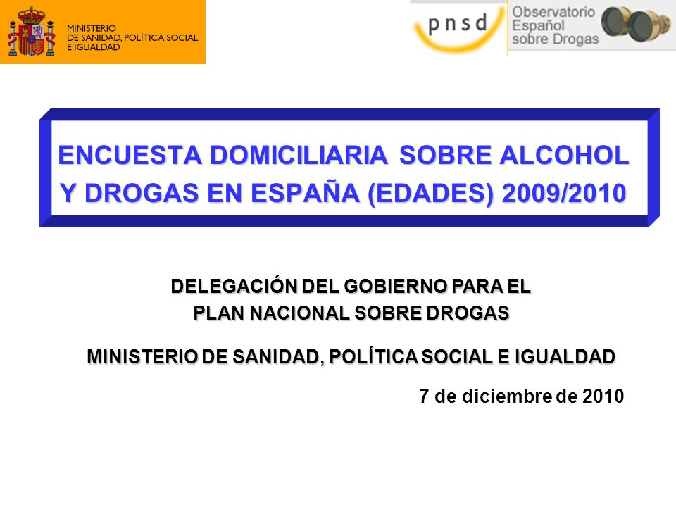 ENCUESTA DOMICILIARIA SOBRE ALCOHOL Y DROGAS EN ESPAÑA (EDADES) 2009/2010