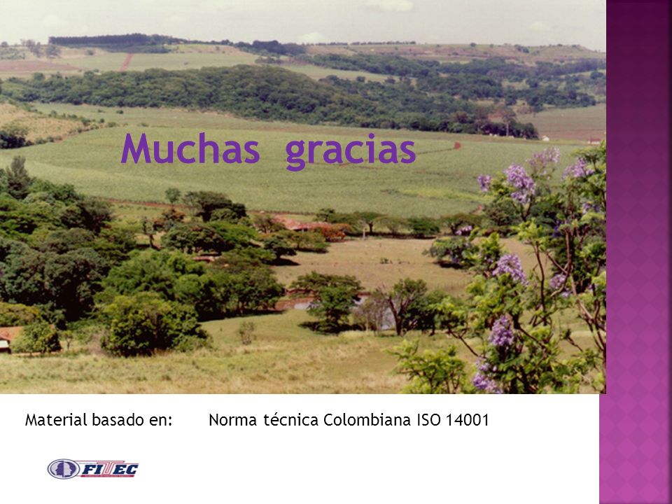 Muchas gracias Material basado en: Norma técnica Colombiana ISO 14001