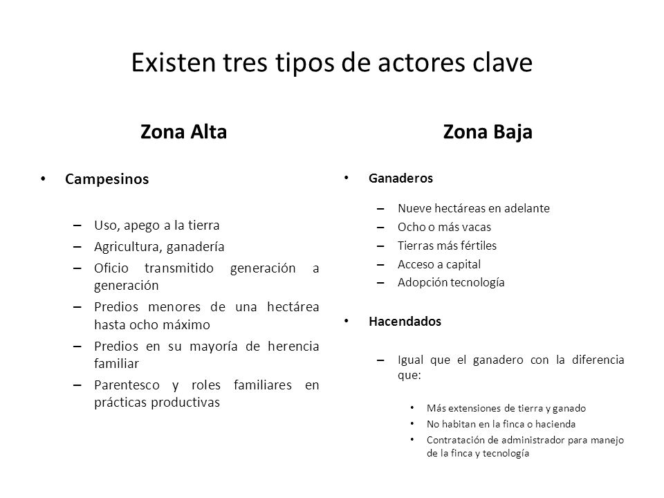 Existen tres tipos de actores clave