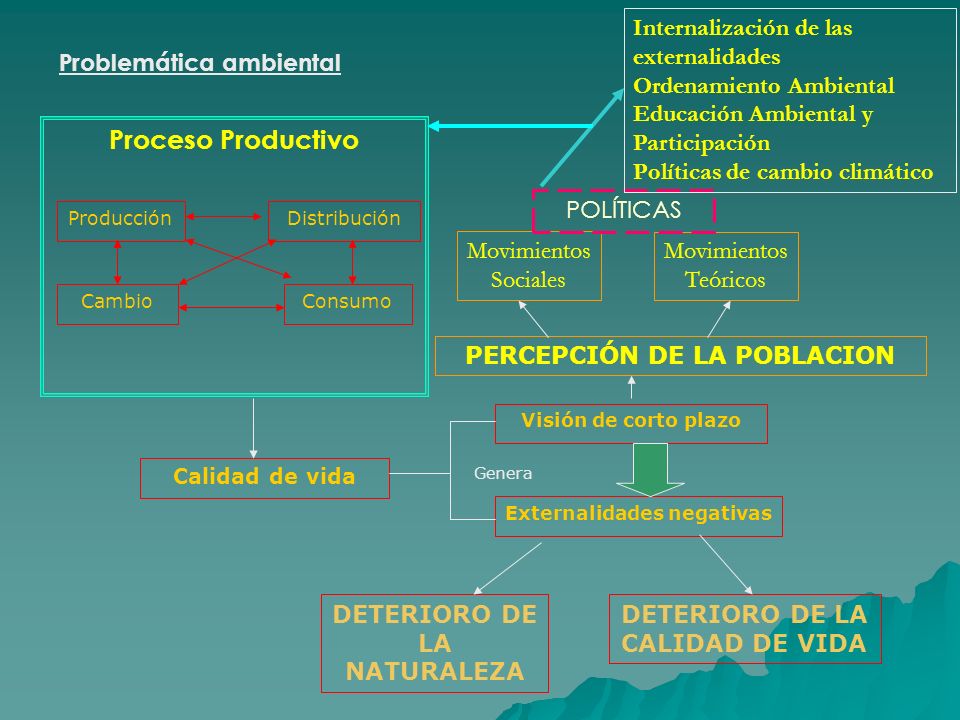 Internalización de las externalidades Ordenamiento Ambiental Educación Ambiental y Participación Políticas de cambio climático