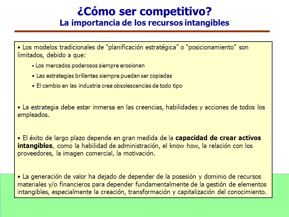 ¿Cómo ser competitivo La importancia de los recursos intangibles