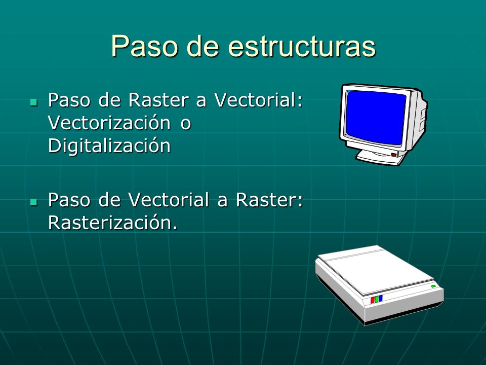 Paso de estructuras Paso de Raster a Vectorial: Vectorización o Digitalización.