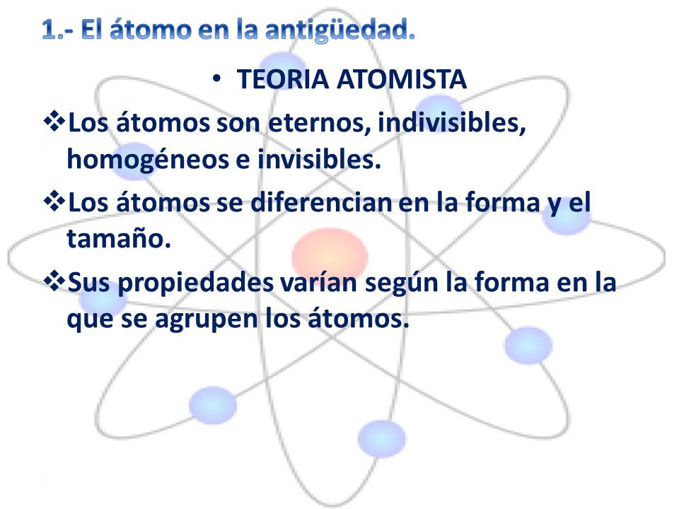 1.- El átomo en la antigüedad.