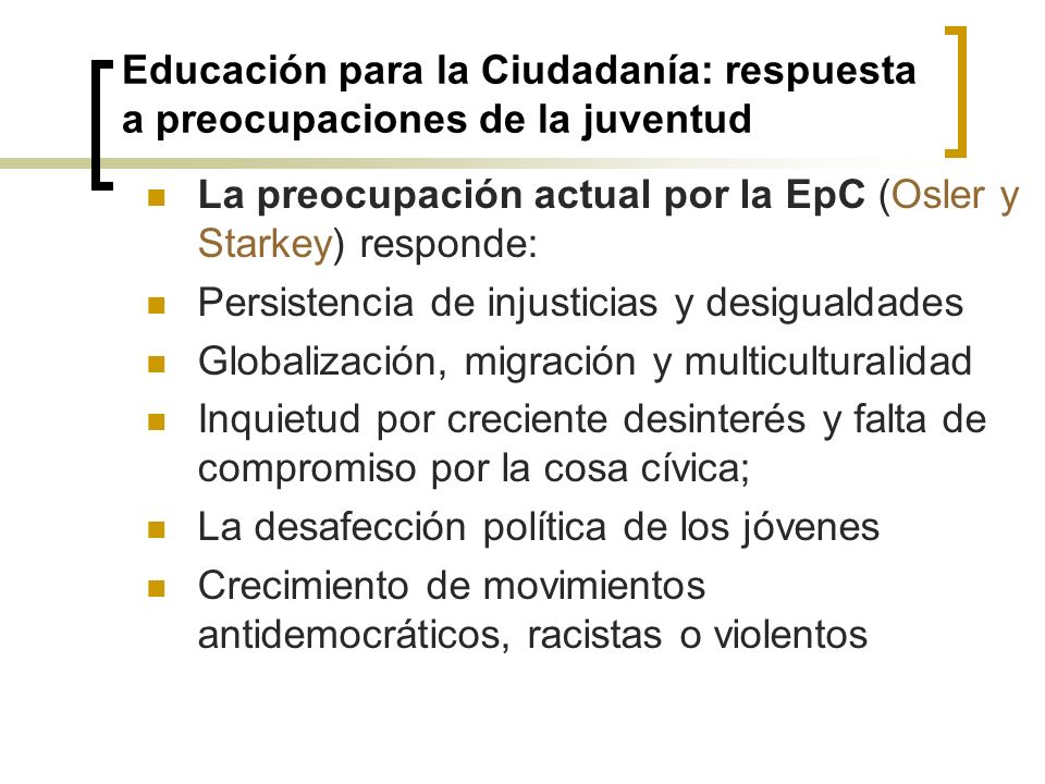 Educación para la Ciudadanía: respuesta a preocupaciones de la juventud