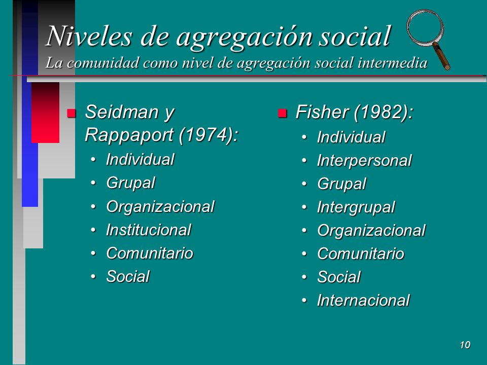 Niveles de agregación social La comunidad como nivel de agregación social intermedia