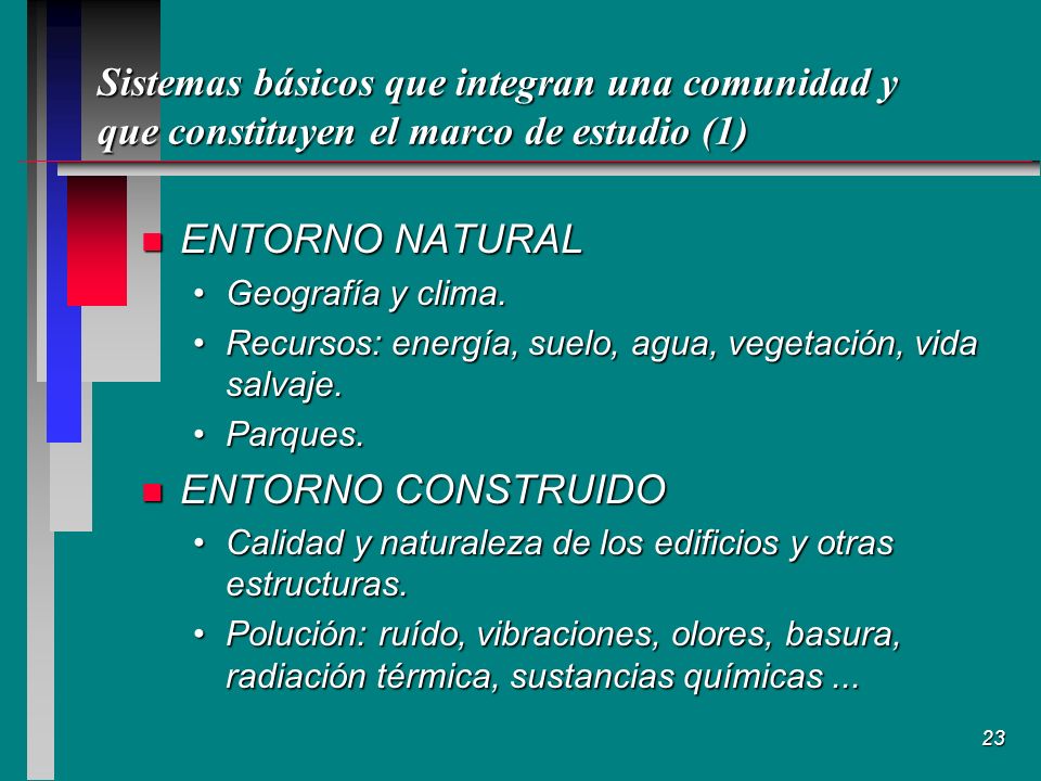Sistemas básicos que integran una comunidad y que constituyen el marco de estudio (1)