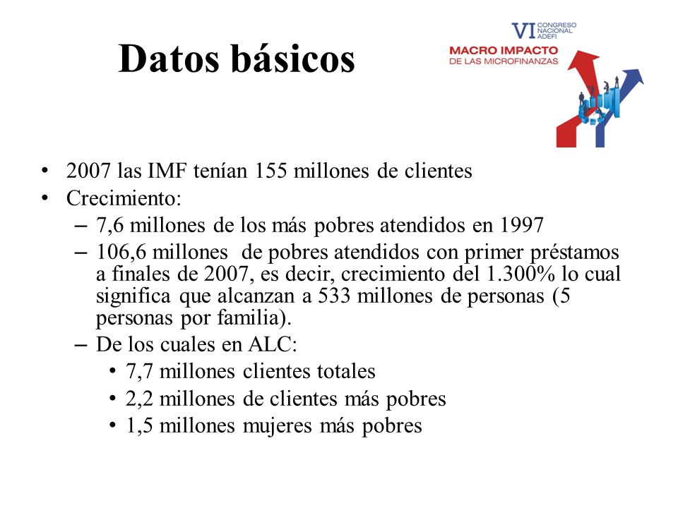 Datos básicos 2007 las IMF tenían 155 millones de clientes