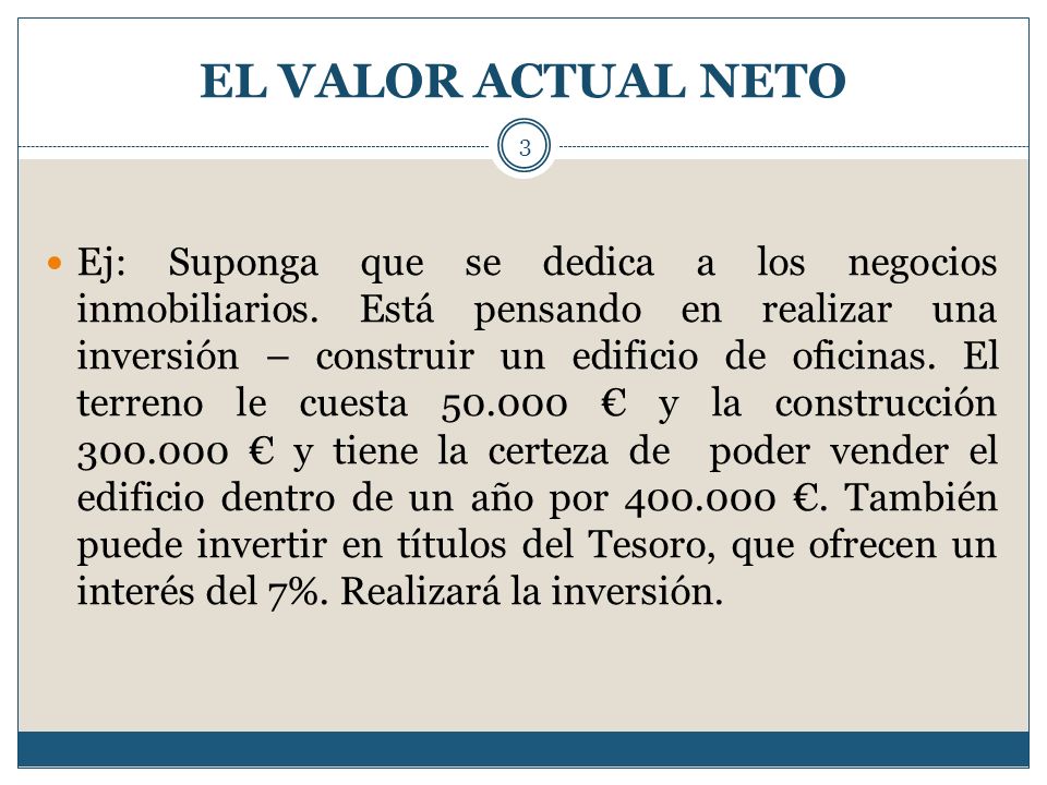 EL VALOR ACTUAL NETO