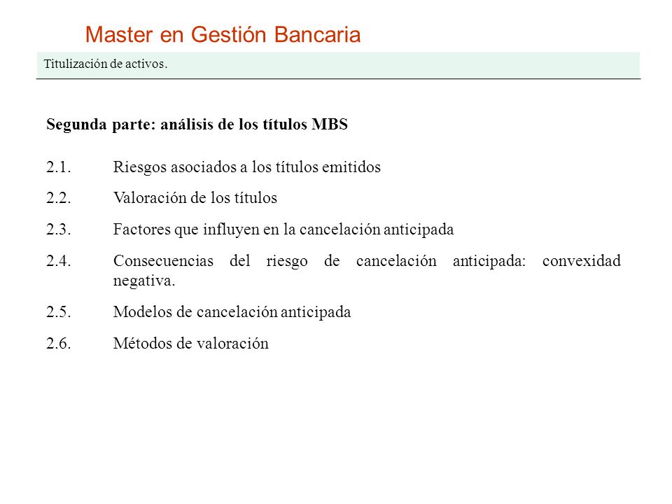 Master en Gestión Bancaria