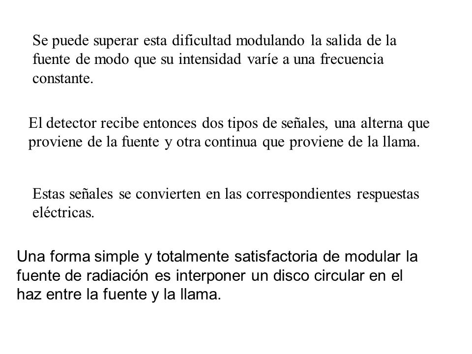 Se puede superar esta dificultad modulando la salida de la fuente de modo que su intensidad varíe a una frecuencia constante.