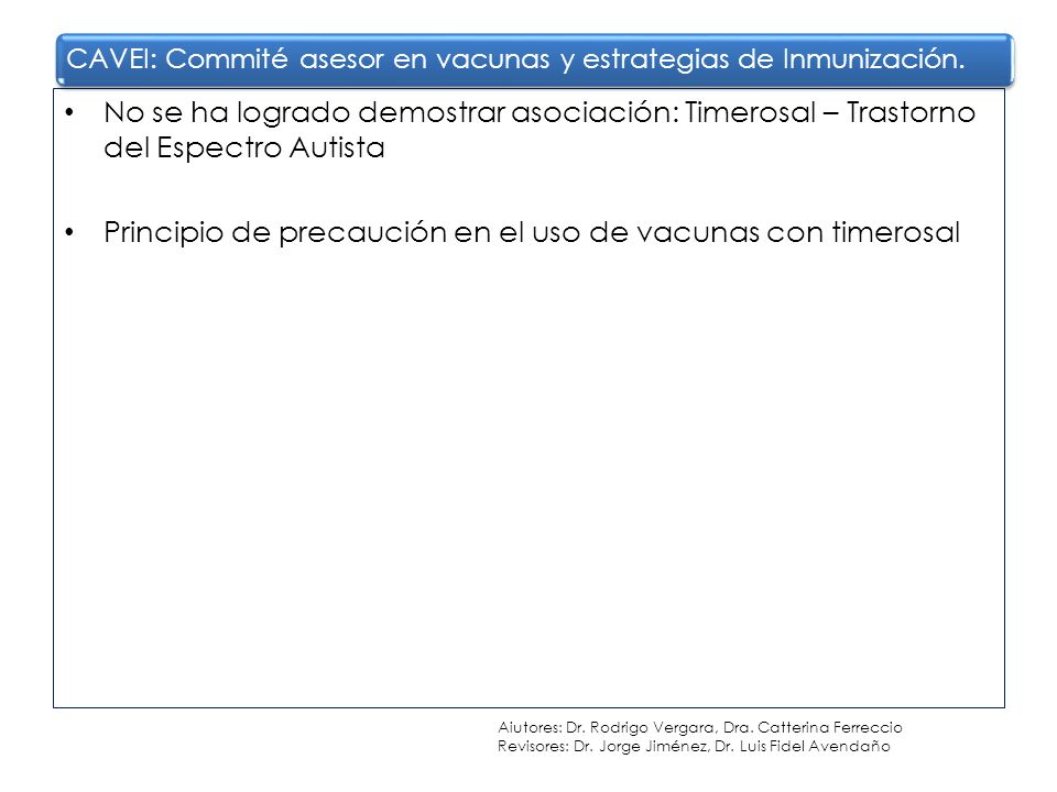 Principio de precaución en el uso de vacunas con timerosal