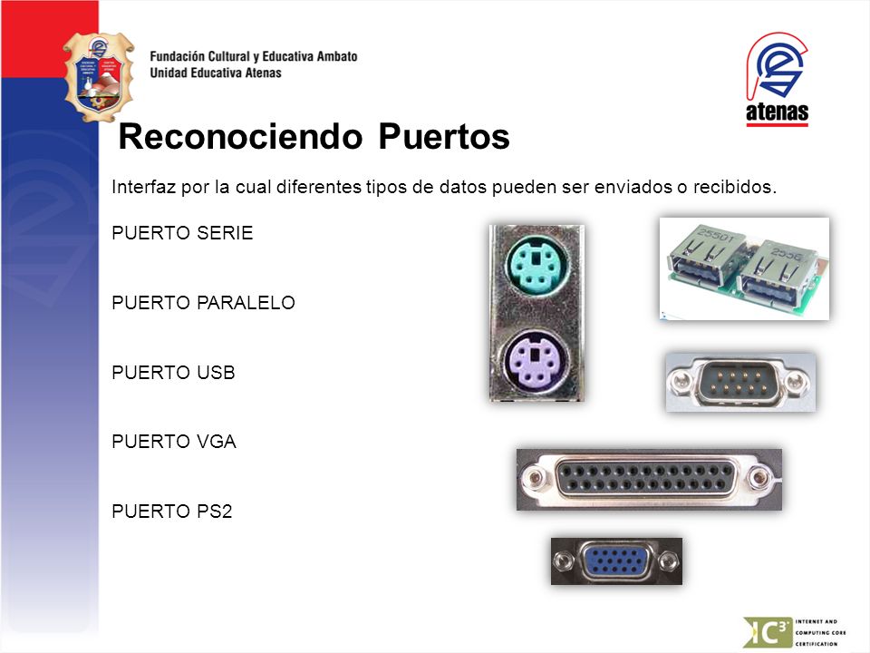 Reconociendo Puertos Interfaz por la cual diferentes tipos de datos pueden ser enviados o recibidos.