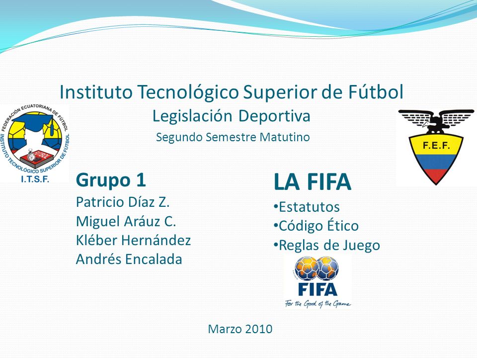 Instituto Tecnológico Superior de Fútbol Legislación Deportiva Segundo Semestre Matutino