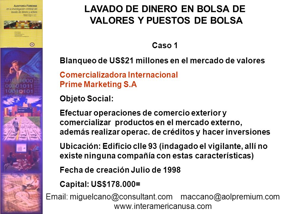 LAVADO DE DINERO EN BOLSA DE VALORES Y PUESTOS DE BOLSA