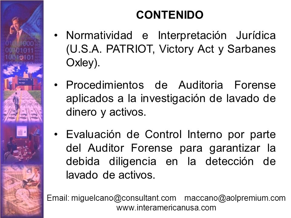 CONTENIDO Normatividad e Interpretación Jurídica (U.S.A. PATRIOT, Victory Act y Sarbanes Oxley).