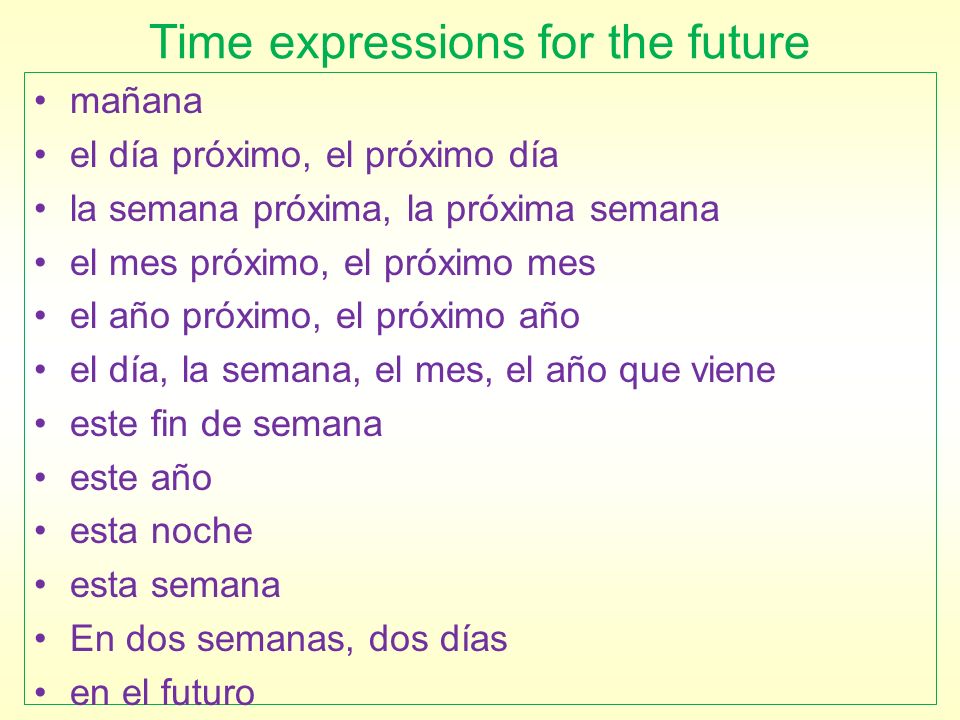 Time expressions for the future