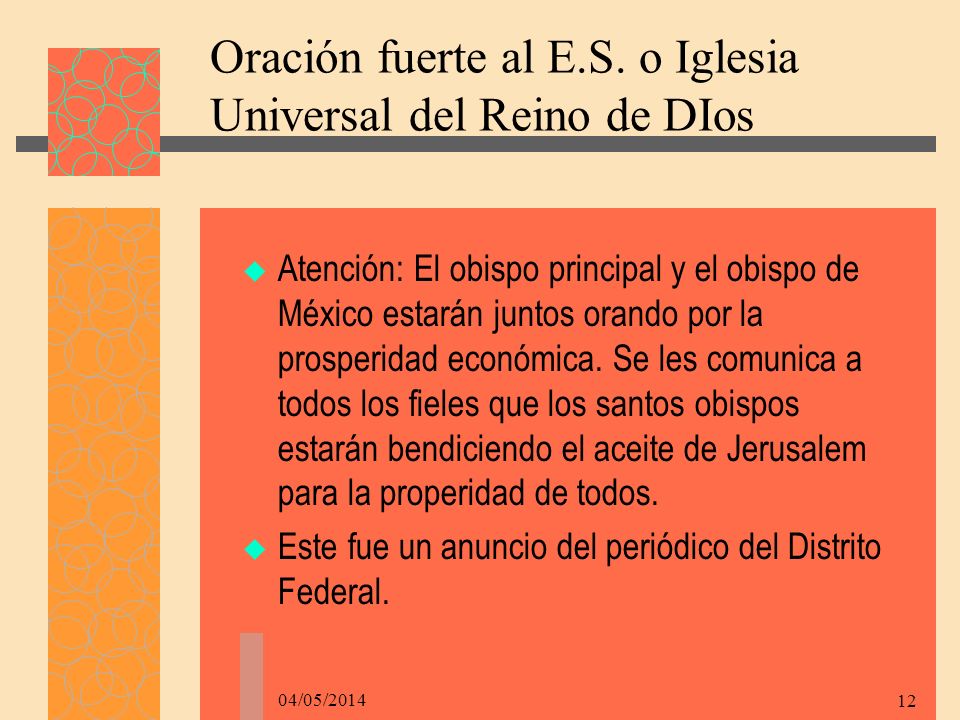 Oración fuerte al E.S. o Iglesia Universal del Reino de DIos