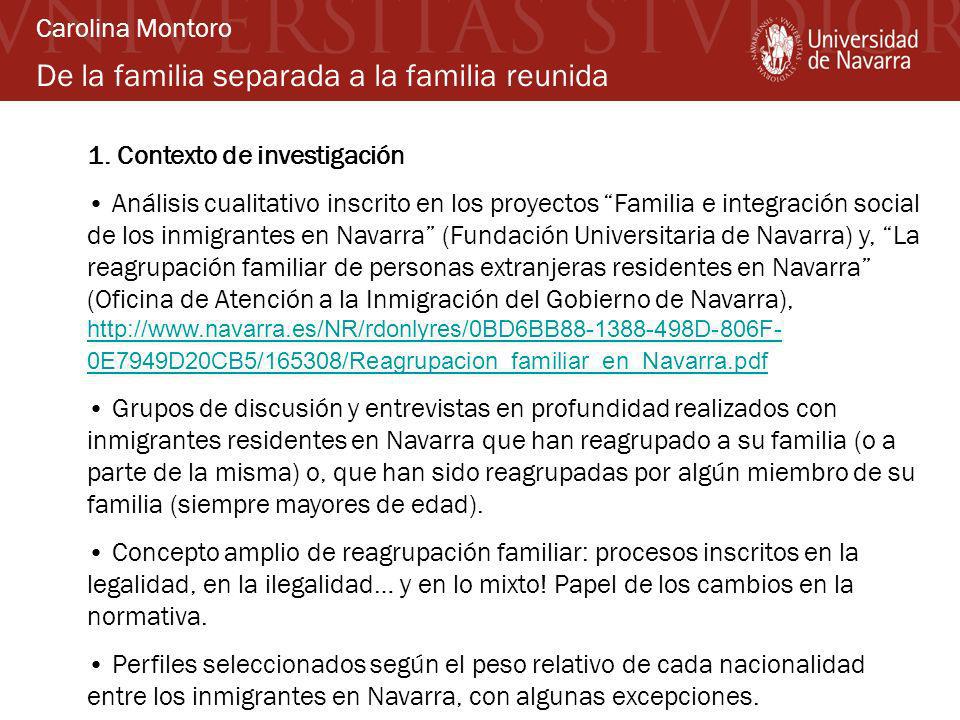 De la familia separada a la familia reunida