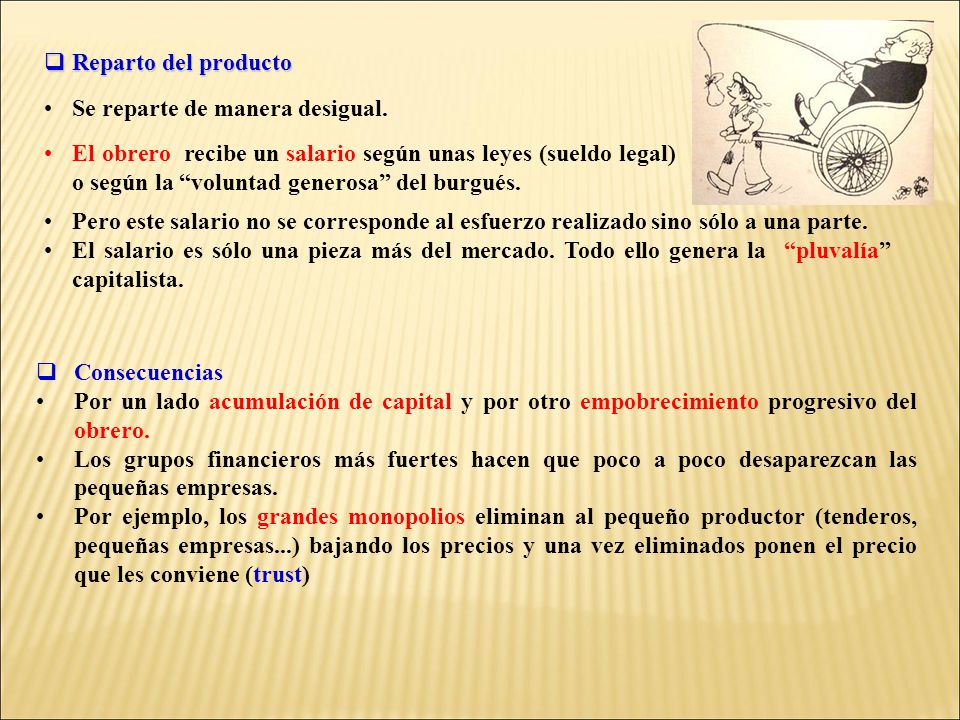 Reparto del producto Se reparte de manera desigual.