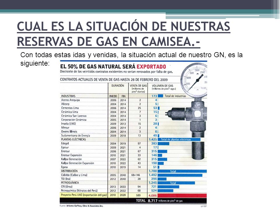 CUAL ES LA SITUACIÓN DE NUESTRAS RESERVAS DE GAS EN CAMISEA.-