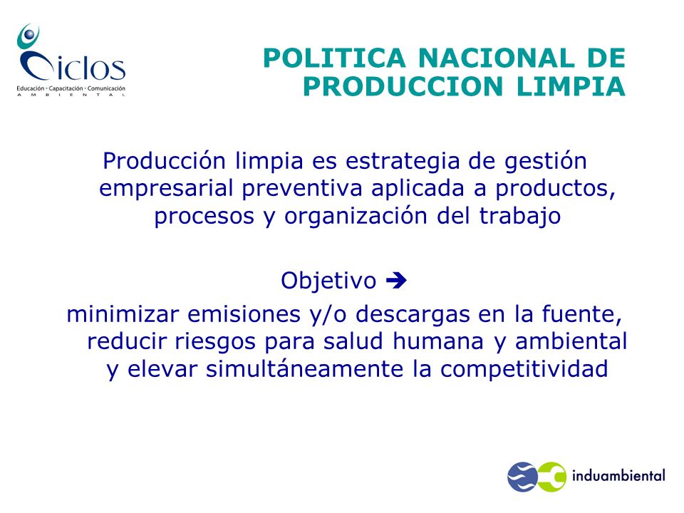 POLITICA NACIONAL DE PRODUCCION LIMPIA