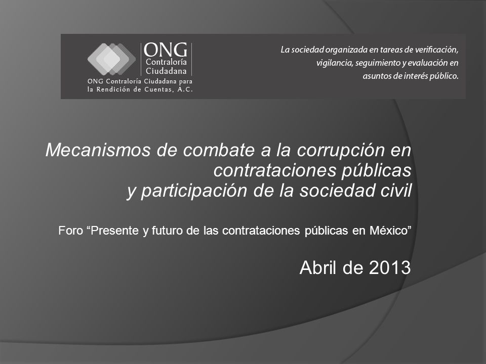 Mecanismos de combate a la corrupción en contrataciones públicas y participación de la sociedad civil