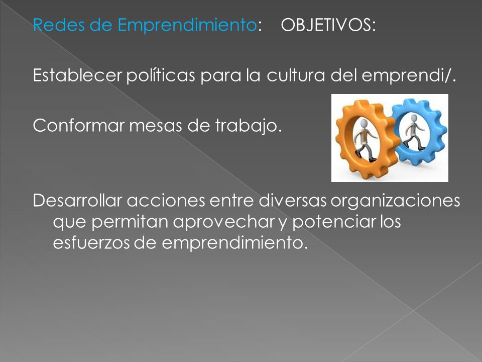 Redes de Emprendimiento: OBJETIVOS: Establecer políticas para la cultura del emprendi/.