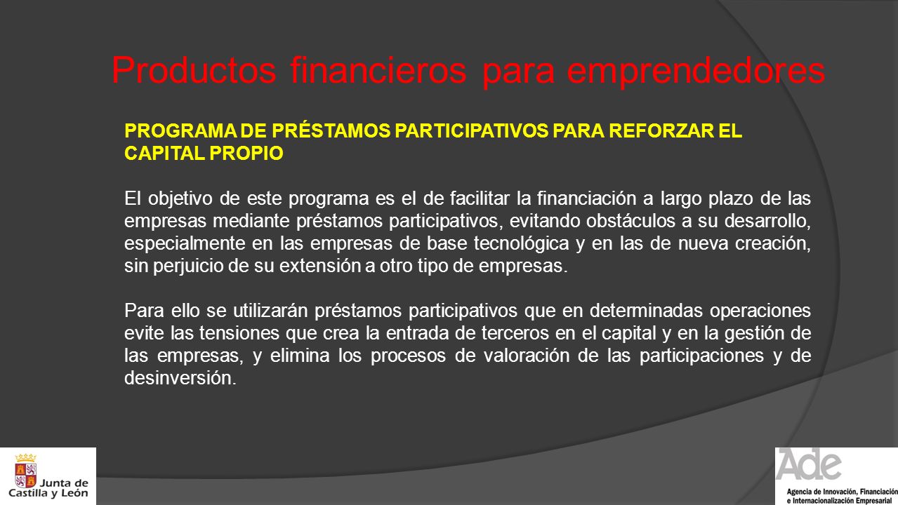 Productos financieros para emprendedores