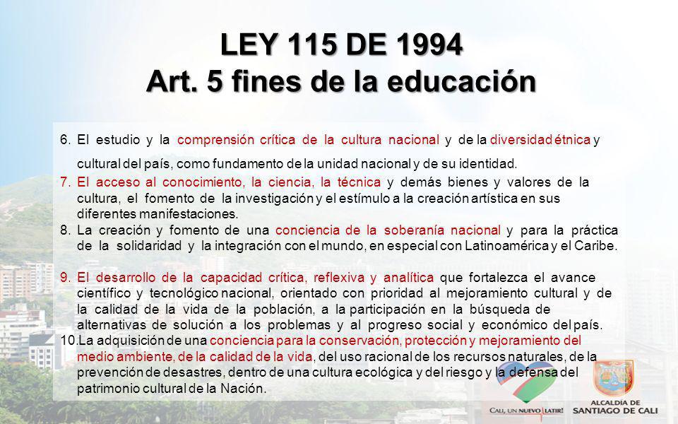 LEY 115 DE 1994 Art. 5 fines de la educación