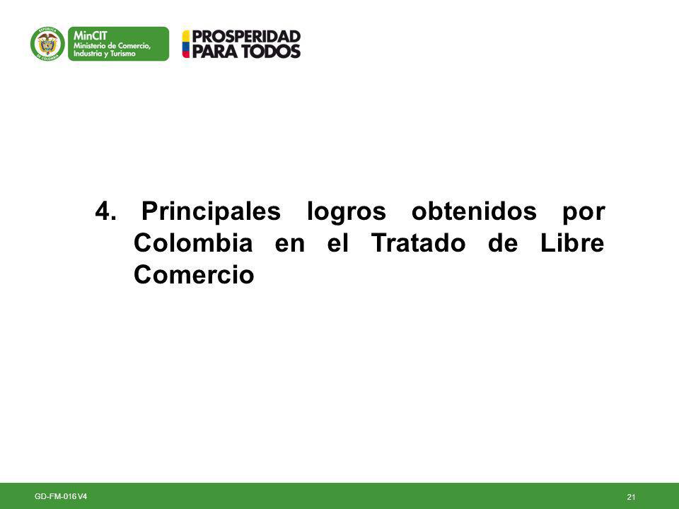 4. Principales logros obtenidos por Colombia en el Tratado de Libre Comercio